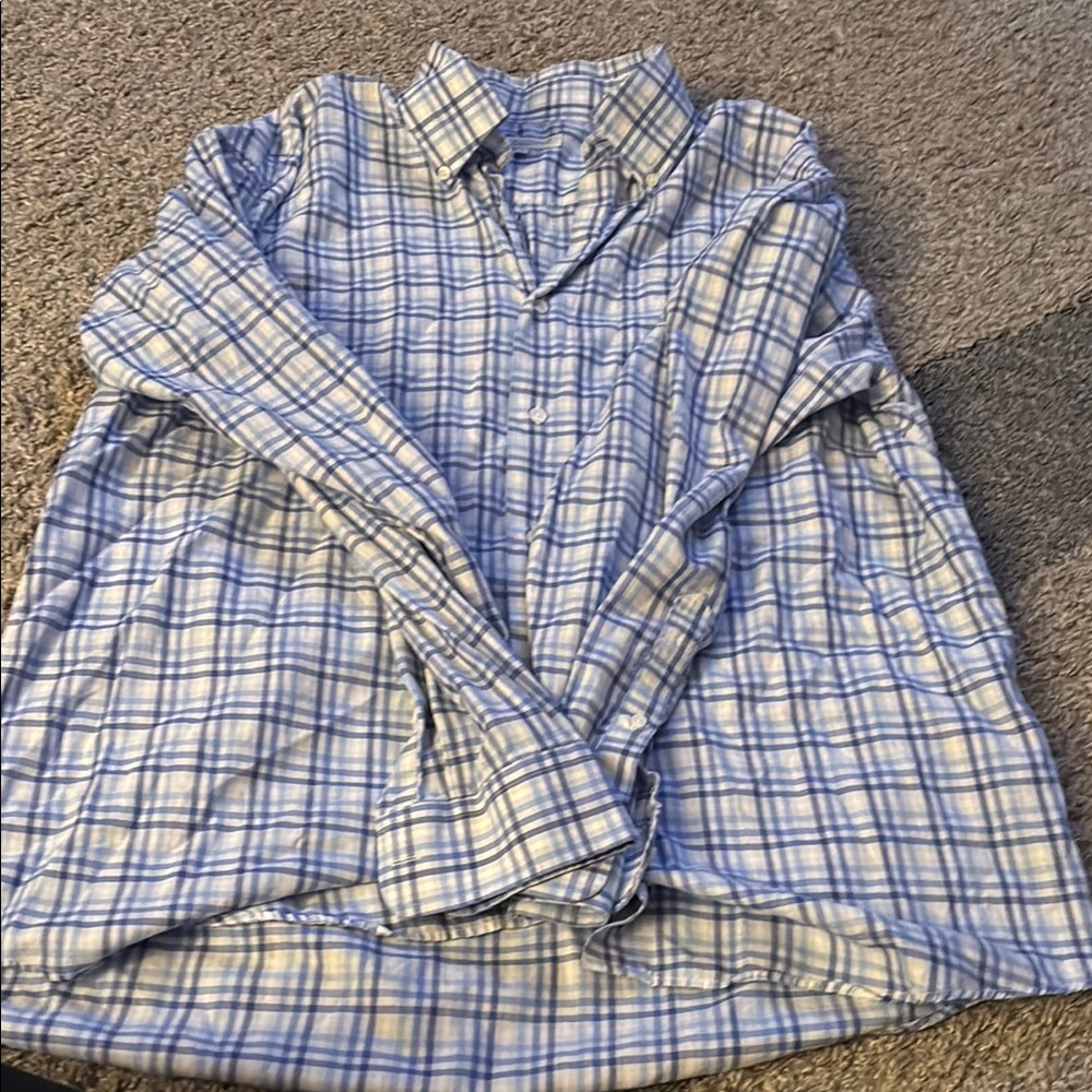 Blue and White Plaid Men's Shirt